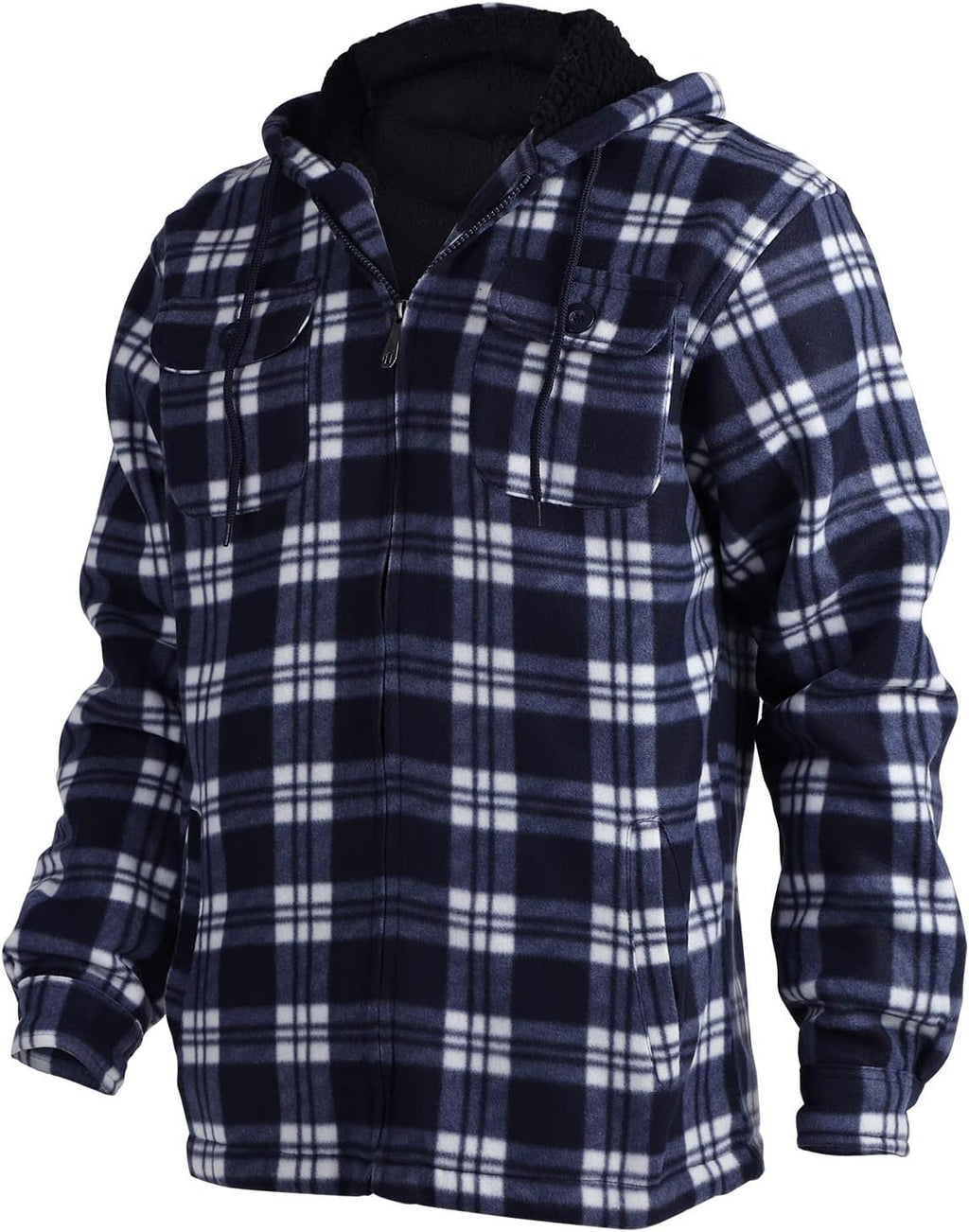 Heavy Thick Plaid Flannel Jacket Sherpa Fleece Lined Zip up Winter Warm Buffalo Coat Zipper Big and Tall Hoodies for Men