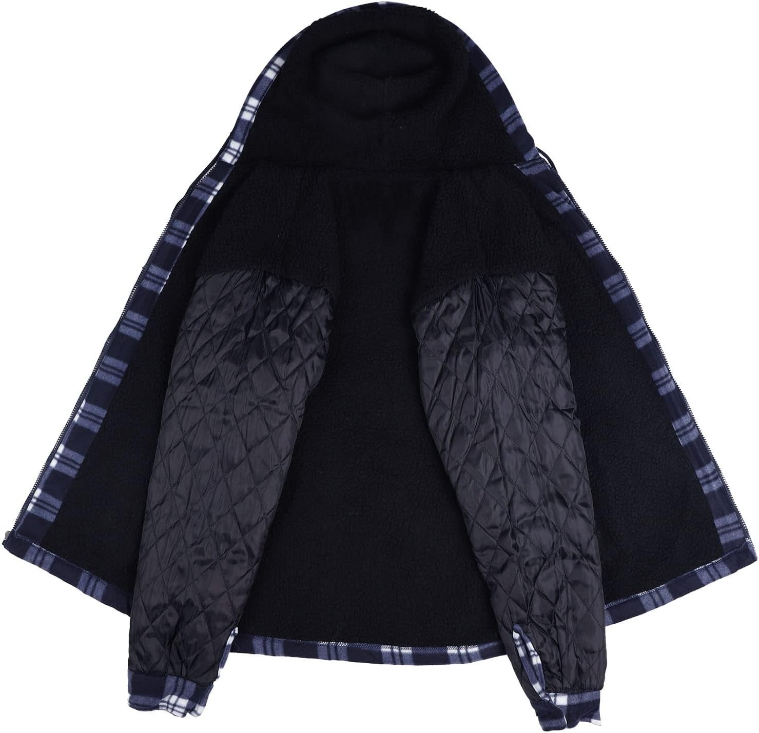 Heavy Thick Plaid Flannel Jacket Sherpa Fleece Lined Zip up Winter Warm Buffalo Coat Zipper Big and Tall Hoodies for Men